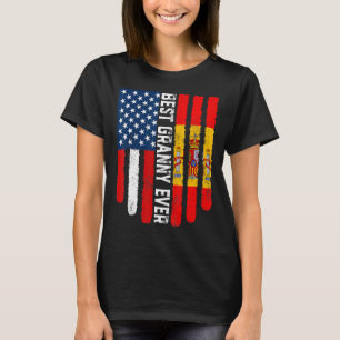 American Flag & Spain Flag Best Granny Ever Family T-Shirt