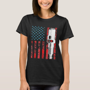 American Flag Spark Plug Vintage Car Usa T-Shirt
