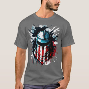 American Flag Spartan Helmet Veterans T Fourth of T-Shirt
