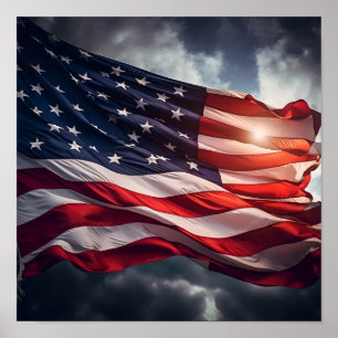 American flag special effects print