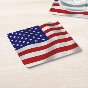 American Flag Square Paper Coaster