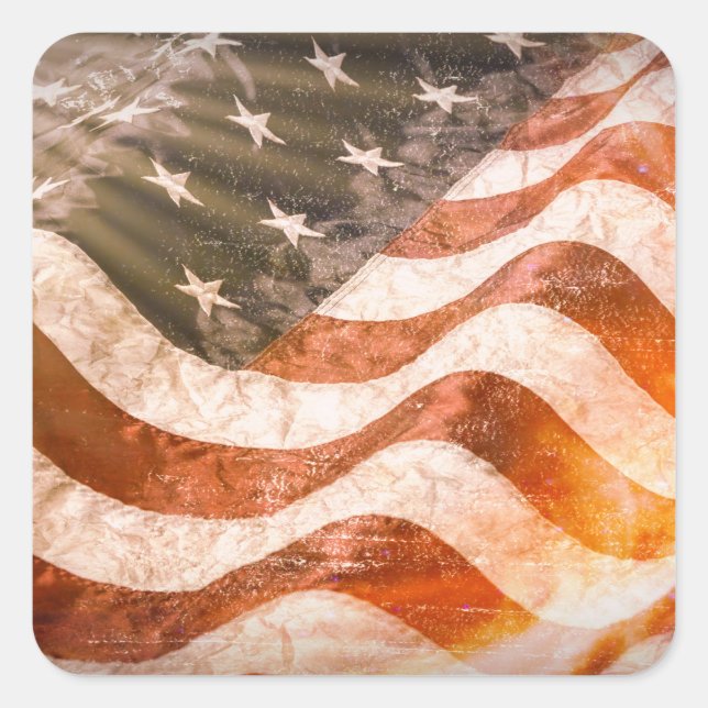 American Flag Square Sticker (Front)