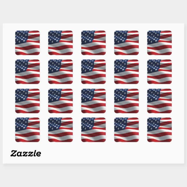 American flag  square sticker (Sheet)