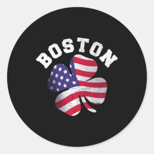 American Flag St. Patricks Day Clic Boston Name St Classic Round Sticker