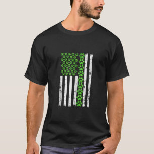 American Flag St Patricks Day Paw Shamrock Dog Cat T-Shirt