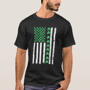 American Flag St Patricks Day T Vintage Irish Luck T-Shirt