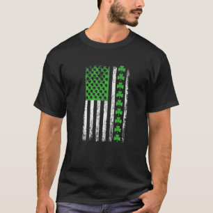 American Flag St Patricks Day Vintage Irish Lucky  T-Shirt