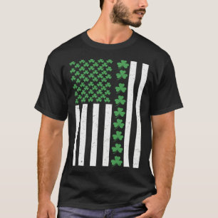 American Flag St Patricks Day Vintage Irish Lucky  T-Shirt