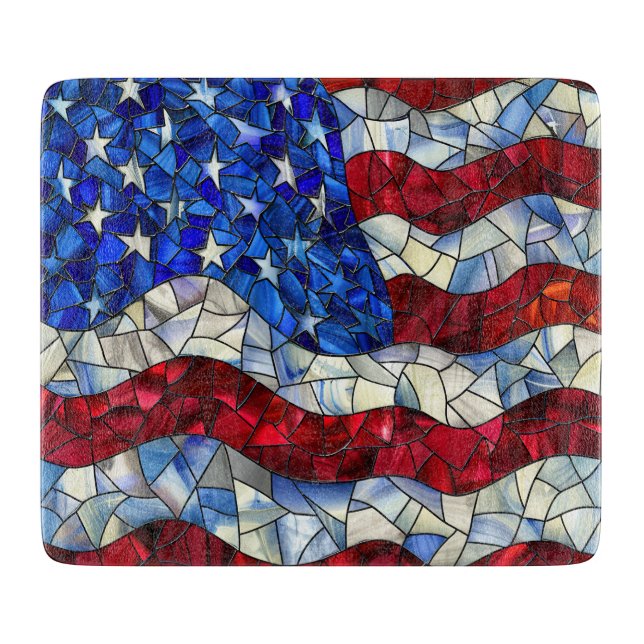 American Flag Stained Glass Cutting Board (Front)