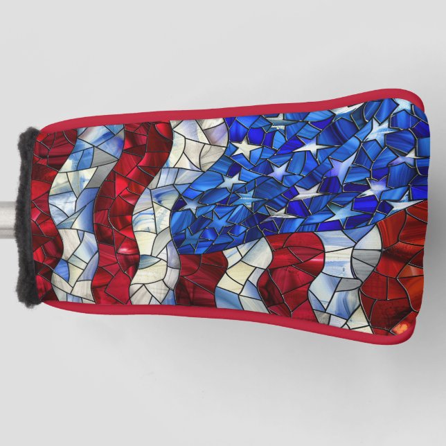 American Flag Stained Glass Golf Putter Head Cover (Front)
