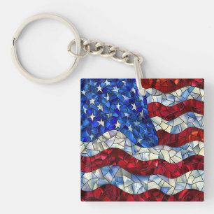 American Flag Stained Glass Keychain