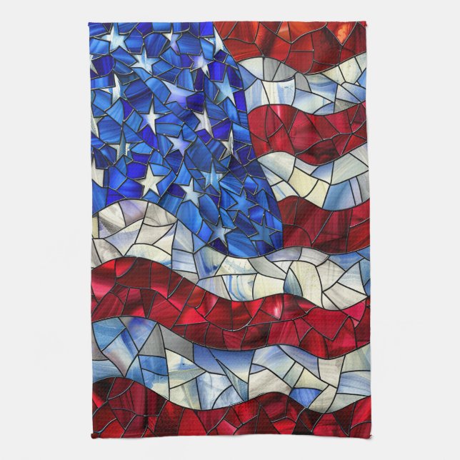 American Flag Stained Glass Kitchen Towel (Vertical)