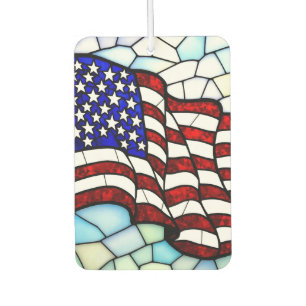 American Flag Stained Glass Mosaic Patriotic  Air Freshener