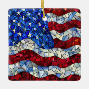 American Flag Stained Glass Ornament
