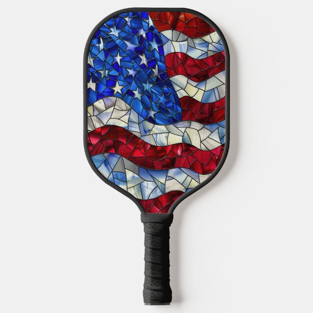 American Flag Stained Glass Pickleball Paddle (Front)