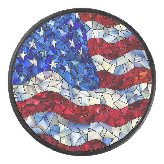 American Flag Stained Glass Puck (Front)