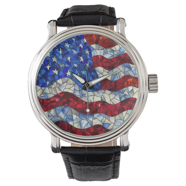 American Flag Stained Glass Watch (Front)