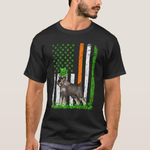 American Flag Standard Schnauzer Dog  St Patricks  T-Shirt