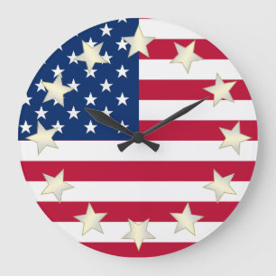 American Flag Star Markers Clock