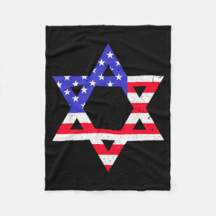 American Flag Star Of David Jewish Hanukkah T Shir Fleece Blanket