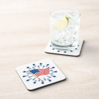 American Flag Starburst Fireworks 4th of July Coaster
