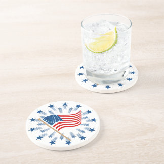 American Flag Starburst Fireworks 4th of July Coaster