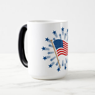 American Flag Starburst Fireworks 4th of July Magic Mug