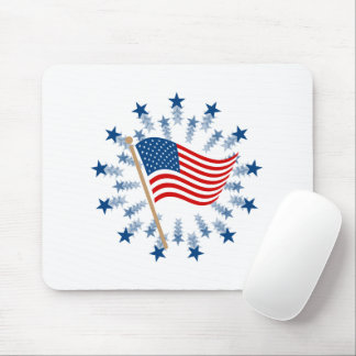 American Flag Starburst Fireworks 4th of July Mouse Pad