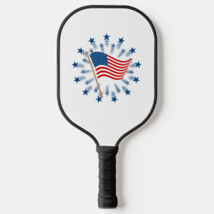 American Flag Starburst Fireworks 4th of July Pickleball Paddle