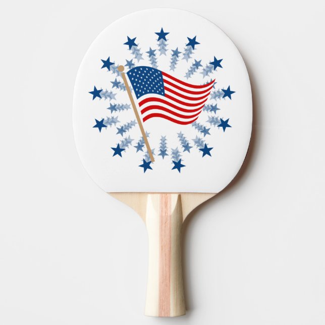 American Flag Starburst Fireworks 4th of July Ping Pong Paddle (Front)