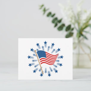 American Flag Starburst Fireworks 4th of July Postcard