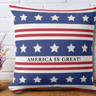 American Flag Stars And Stripes America Is Great Throw Pillow