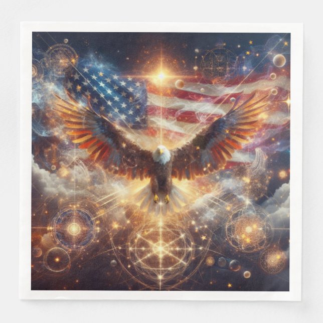 American Flag - Stars and Stripes - Bald Eagle Napkin (Front)