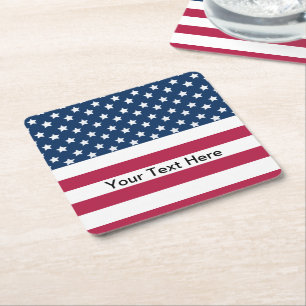American Flag Stars And Stripes Square Paper Coaster