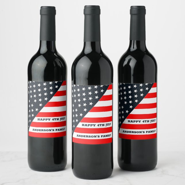 American Flag Stars And Stripes Wine Label (Bottles)