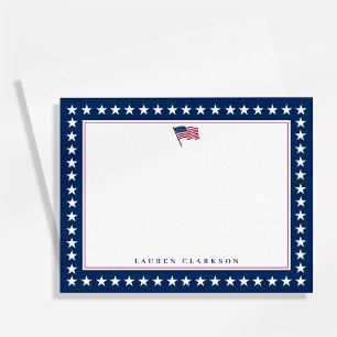 American Flag Stars Border 4th of July Note card