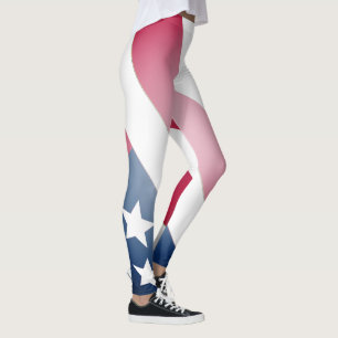 American Flag Stars on Blue, Red and White Stripes Leggings