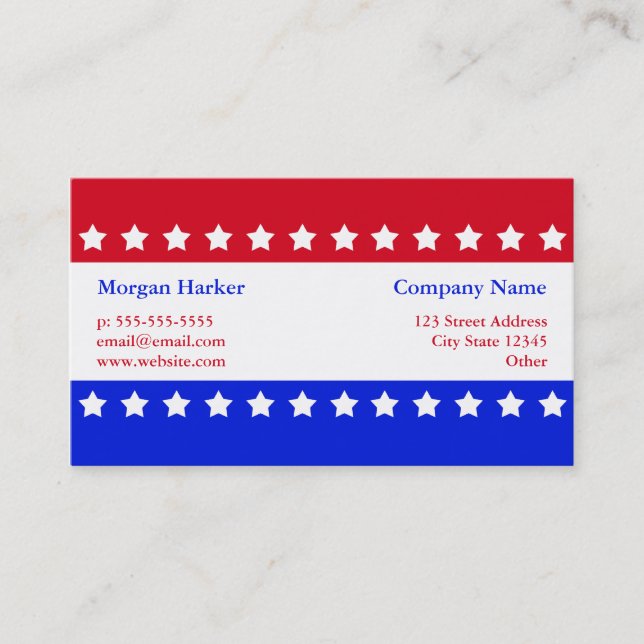 American Flag Stars Red White Blue Business Card (Front)