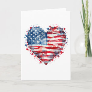 American Flag Stars Stripes Heart Patriotic USA Card