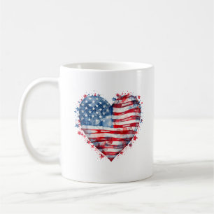 American Flag Stars Stripes Heart Patriotic USA  Coffee Mug