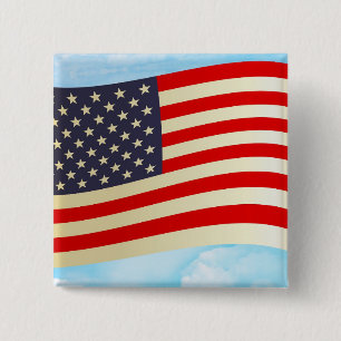 American Flag Stars Stripes Honour Freedom Troops 2 Inch Square Button