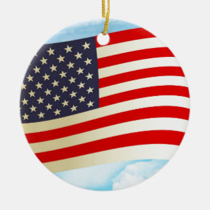 American Flag Stars Stripes Honour Freedom Troops Ceramic Ornament