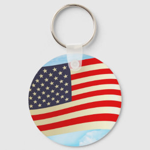 American Flag Stars Stripes Honour Freedom Troops Keychain