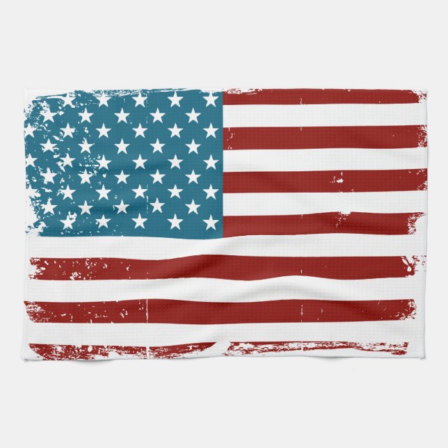 American Flag stars stripes red white blue Kitchen Towel (Horizontal)