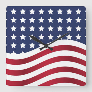 American Flag Stars & Stripes Square Wall Clock
