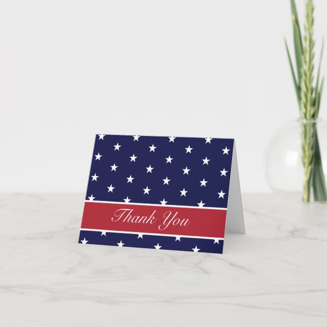 American Flag Stars Thank You Note Card (Front)