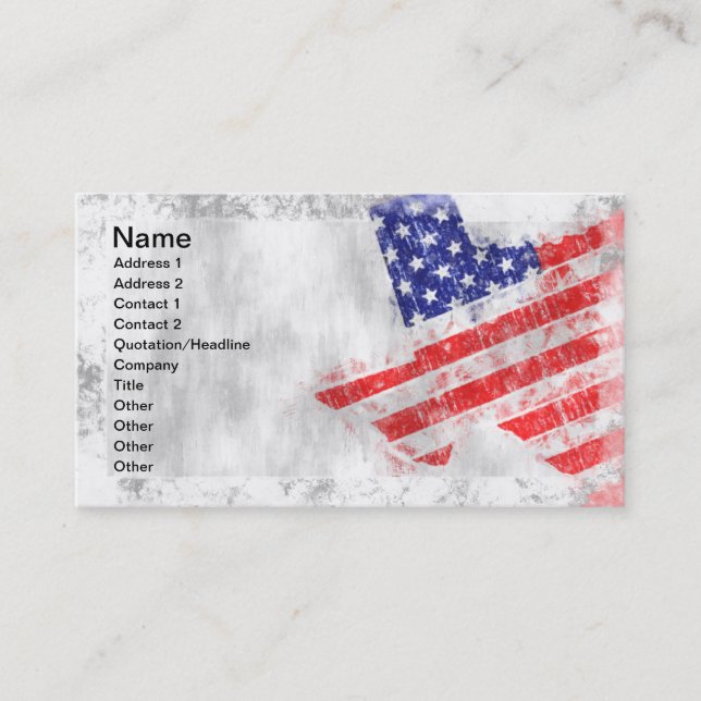 American Flag State of Texas Business Card (Front)