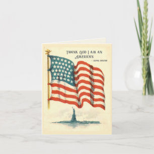 American Flag Statue of Liberty Blank Card