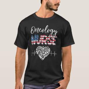 American Flag Stethoscope Oncology Nurse Scrub 4th T-Shirt