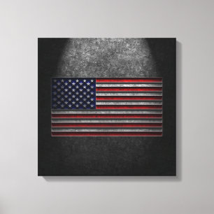 American Flag Stone Texture Canvas Print